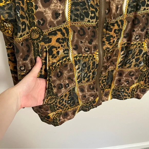 Stunt collections vintage leopard animal print silk bomber jacket small - Picture 5 of 8